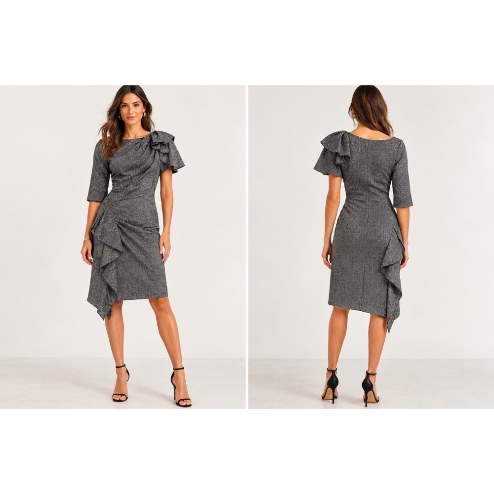 Isabel Marant Kingsley Draped Tweed Dress Wool Silk Blend Asymmetrical 36/US 4